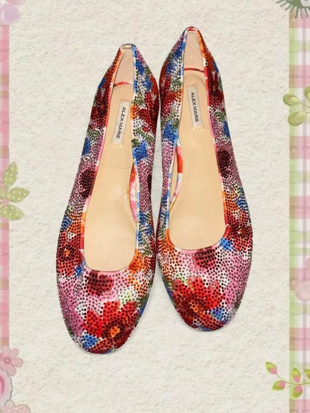 Alex Marie Multicolor Floral Print Ballet Flats - Red, Pink, Blue
